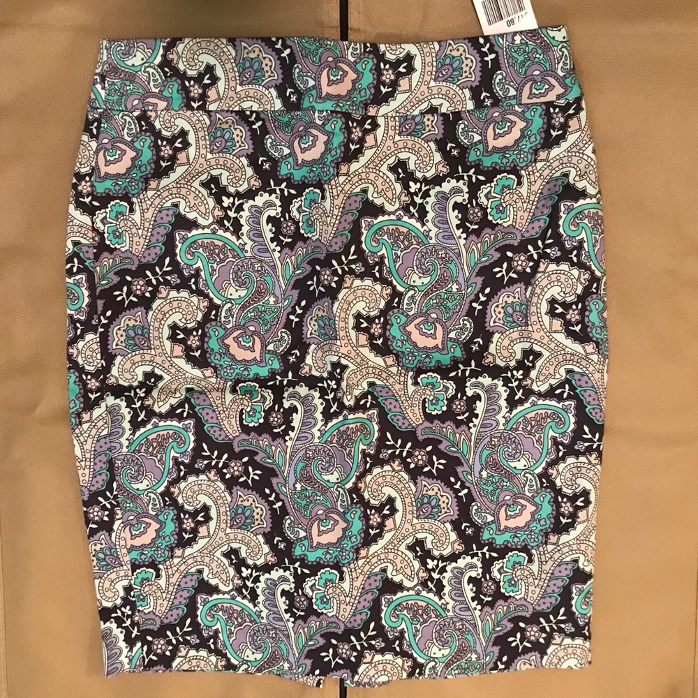 Paisley floral pastel pencil skirt